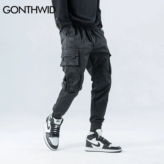 GONTHWID Side Zipper Pockets Cargo Harem Joggers Pants Men 2023 Hip Hop Casual Harajuku Streetwear Sweatpant Trousers Male Pants