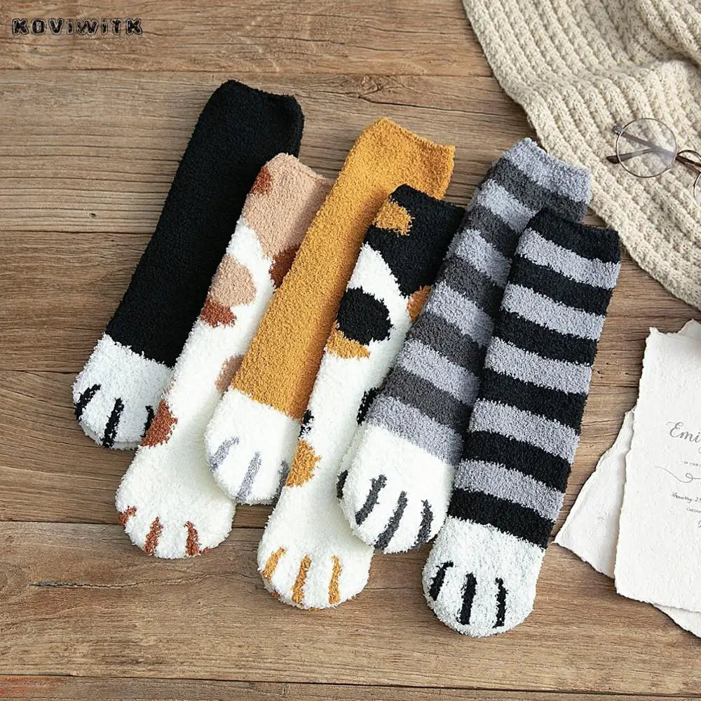 Fashion womens Cats Paw stripe 3d Socks Cute Funny Thick Girls Cartoon Animal Fingers Sock Hosiery Toe Zebra/Tiger/Cat Foot Sox