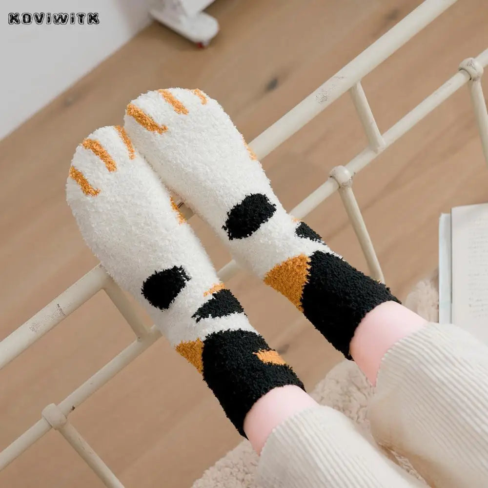 Fashion womens Cats Paw stripe 3d Socks Cute Funny Thick Girls Cartoon Animal Fingers Sock Hosiery Toe Zebra/Tiger/Cat Foot Sox