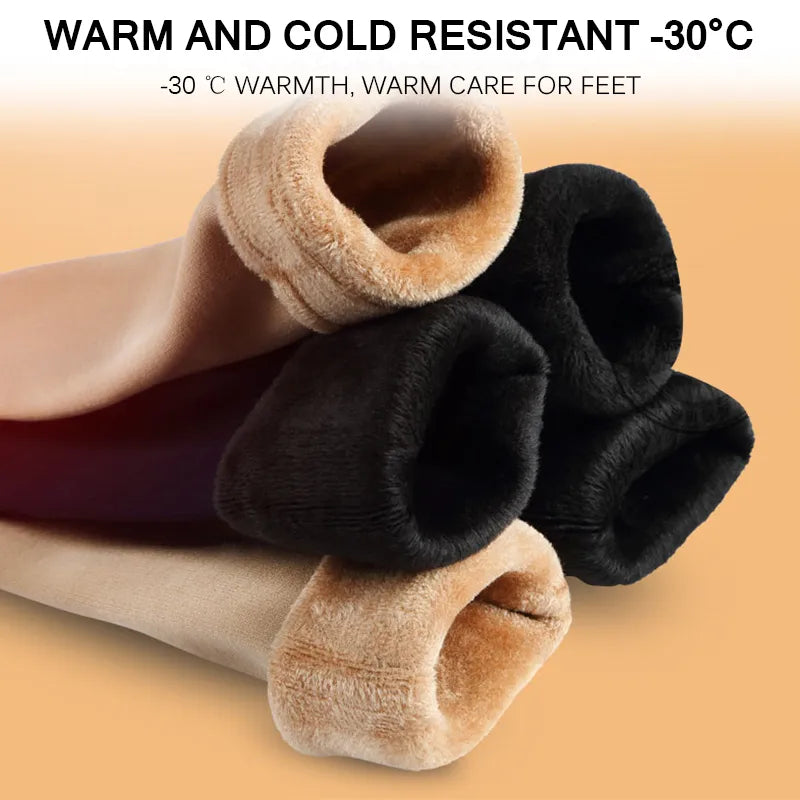 Nuove donne di velluto inverno caldo addensare calze termiche morbido Casual tinta unita calzino lana Cashmere casa stivali da neve calzino da pavimento 1 paio