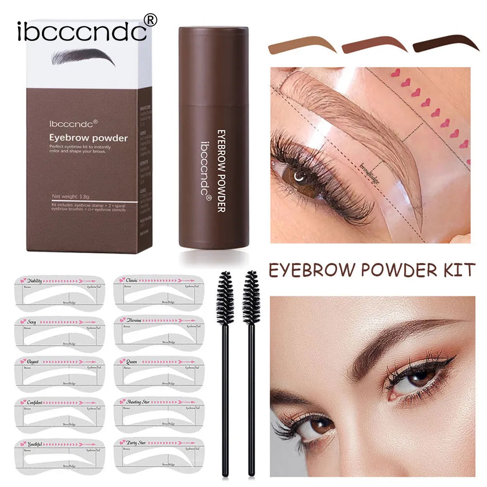 New Eyebrow Stamp Shaping Makeup Waterproof Brow Powder Natural Eye Eyebrow Stick Hair Line Contour Brown Black 6 Color